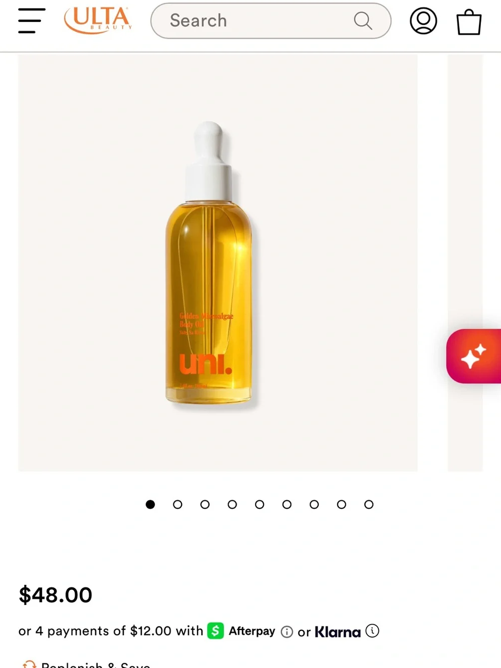 UNI Golden Microalgae Body Oil – NEW & SEALED – 3.4 oz / 100 mL